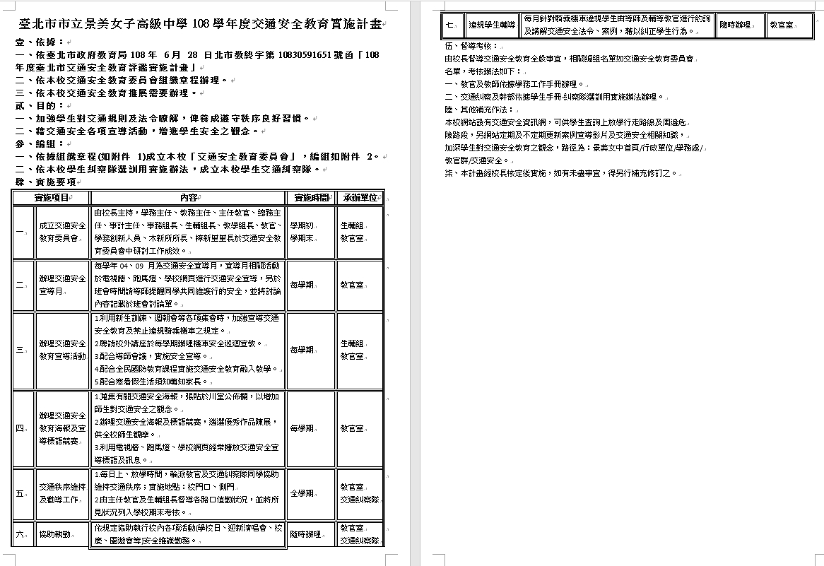 景美女中 依據校本課題訂定年度實施計畫
