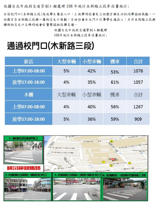 依據台北市政府交通管制工程處理108年統計木新路三段車流量統計