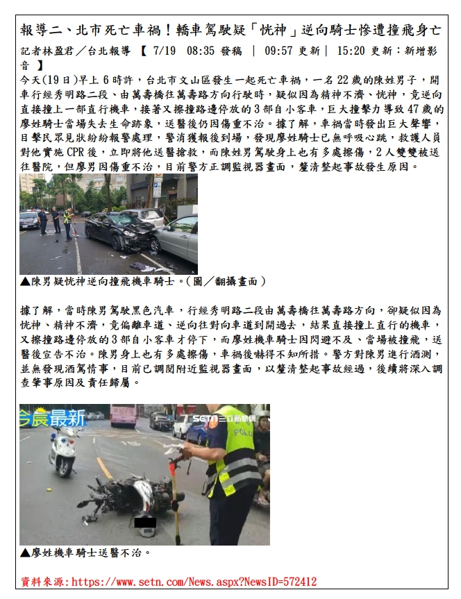 108-1學校周邊交通事故報導作為宣導資料 報導二