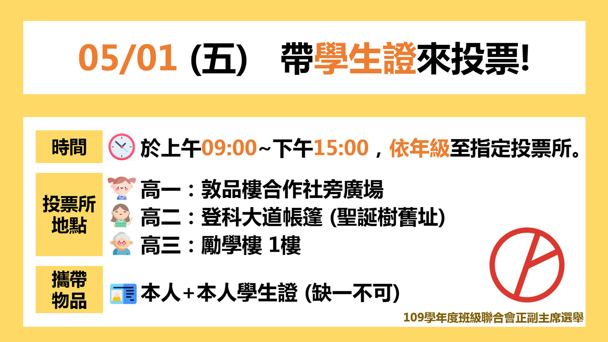 投票時間地點、攜帶物品